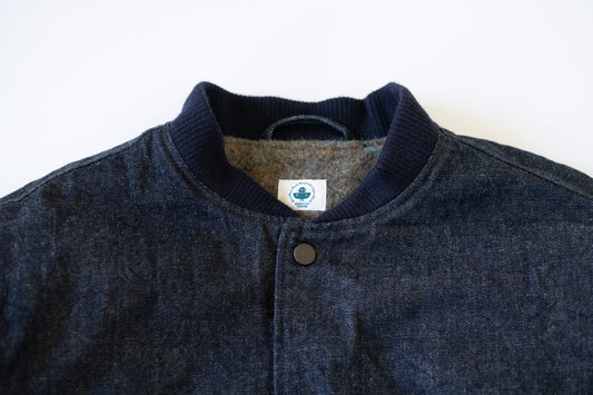 3925 12OZ DENIM X 12OZ CUBE SASHIKO VARSITY JACKET