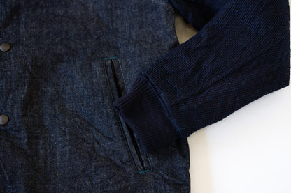 3925 12OZ DENIM X 12OZ CUBE SASHIKO VARSITY JACKET