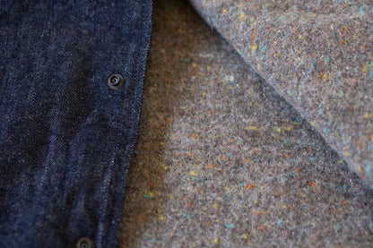 3925 12OZ DENIM X 12OZ CUBE SASHIKO VARSITY JACKET